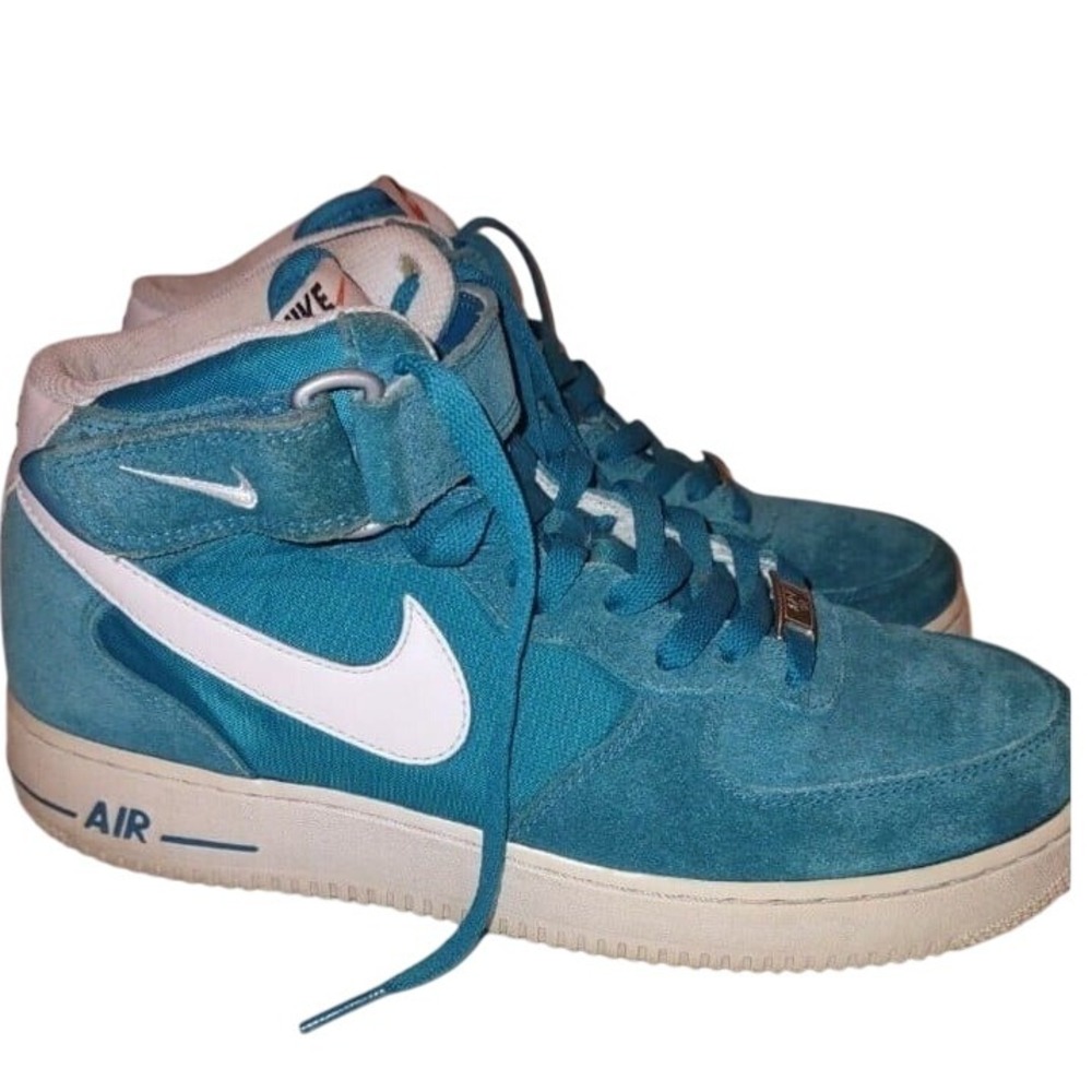 Nike Air Force 1 Sneakers Men's Size 9 Teal Suede 2013 Sporty Athletic Preppy
